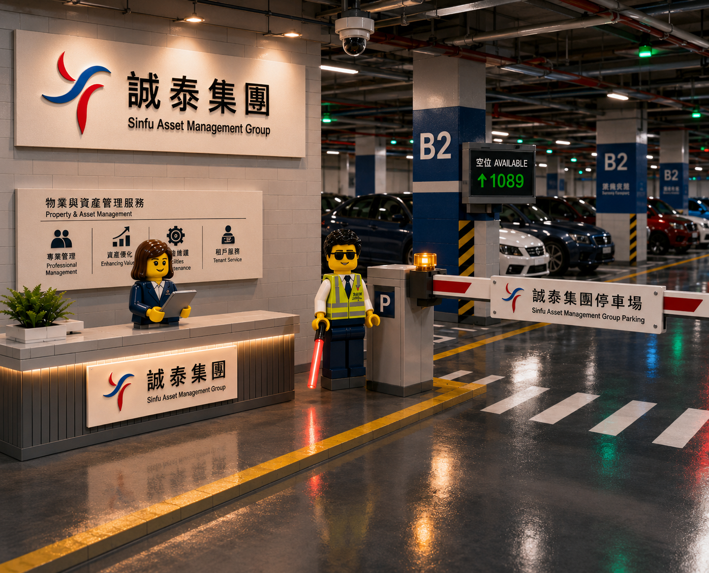 誠泰集團停車場與資產管理形象圖